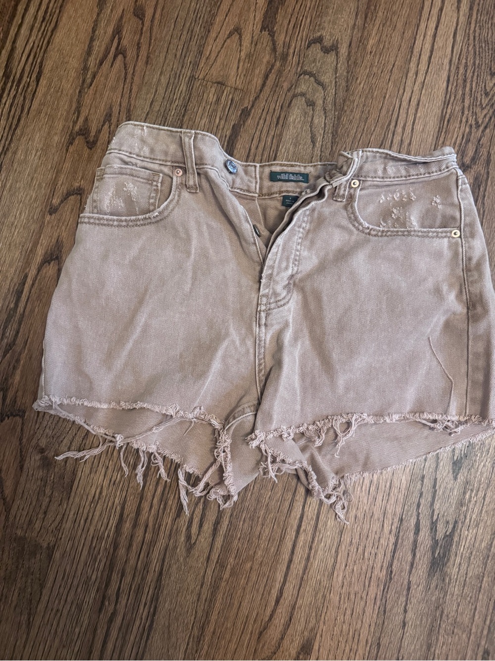 Vintage-Inspired tan taupe Denim Cutoff Shorts